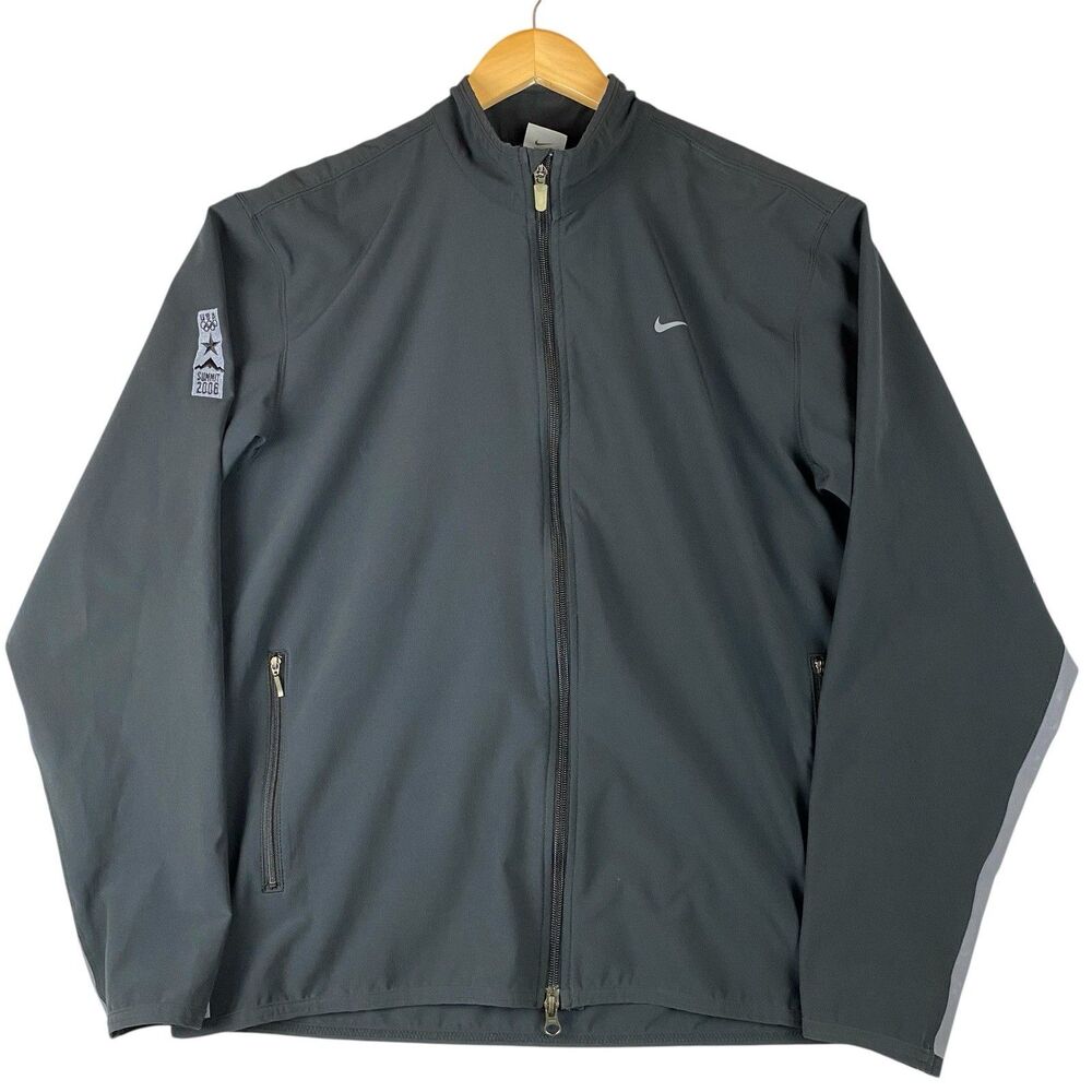 Nike USA Olympics Summit 2006 Jacket Mens Large Black Full Zip Windbreaker Rare
